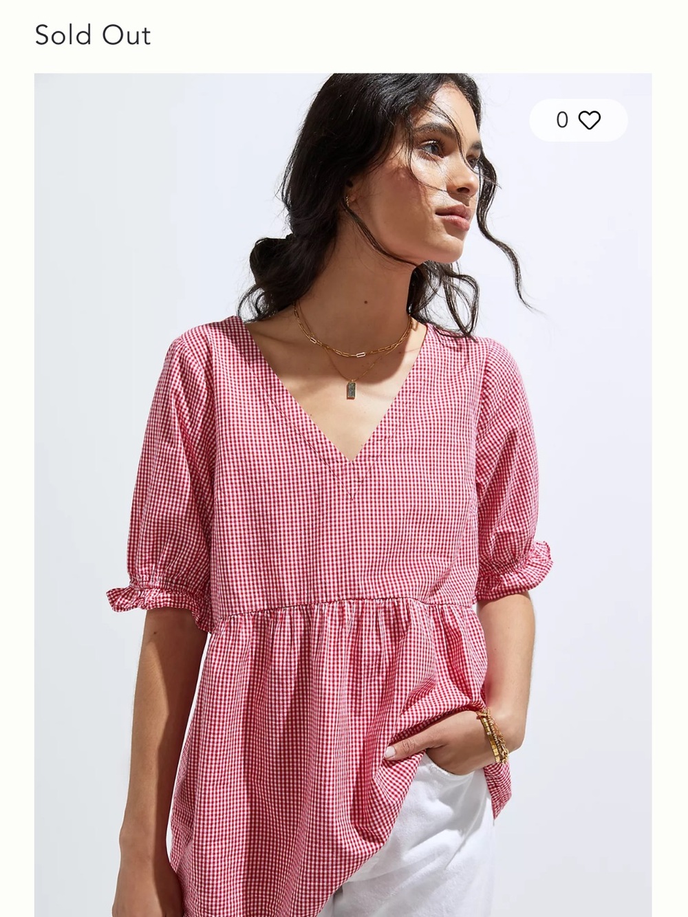 Maeve red Gingham V-Neck top